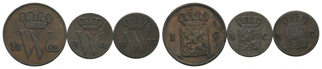 Altdeutschland; 3 Kleinmünzen 1862/1865/1832   