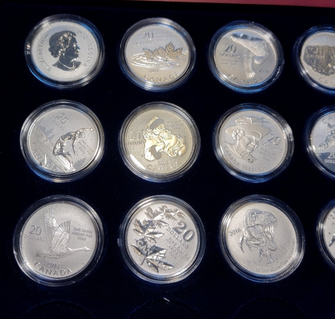  Kanada, 17 Stück 20 Dollar Silber aus 2011-2015   
