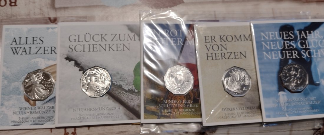 Österreich, 9x 5€ Silbermünze im blister