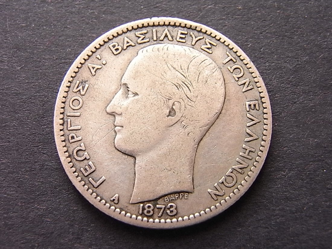  Griechenland Drachma 1873 s Silber   