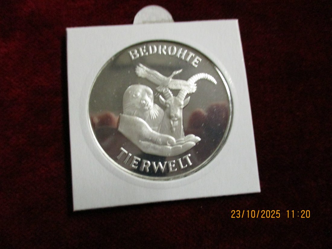  Medaille Bedrohte Tierwelt Murmeltier 925er Silber 20g   