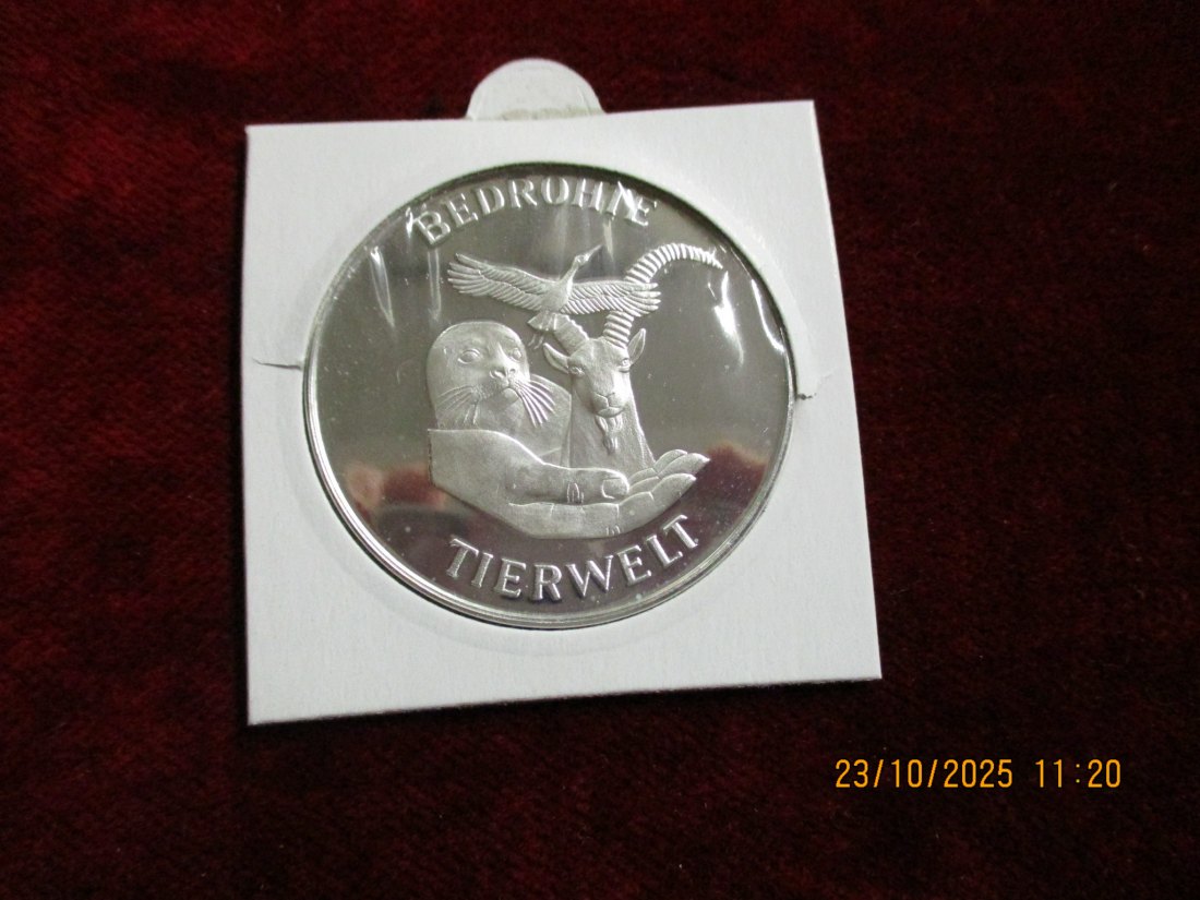  Medaille Bedrohte Tierwelt Auerhahn 925er Silber 20g   