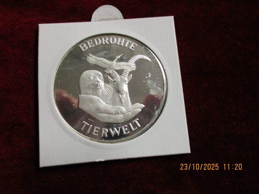  Medaille Bedrohte Tierwelt Sumpfschildkröte 925er Silber 20g   