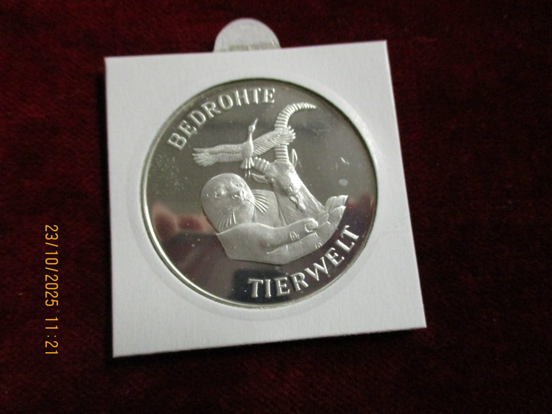  Medaille Bedrohte Tierwelt Biber 925er Silber 20g   