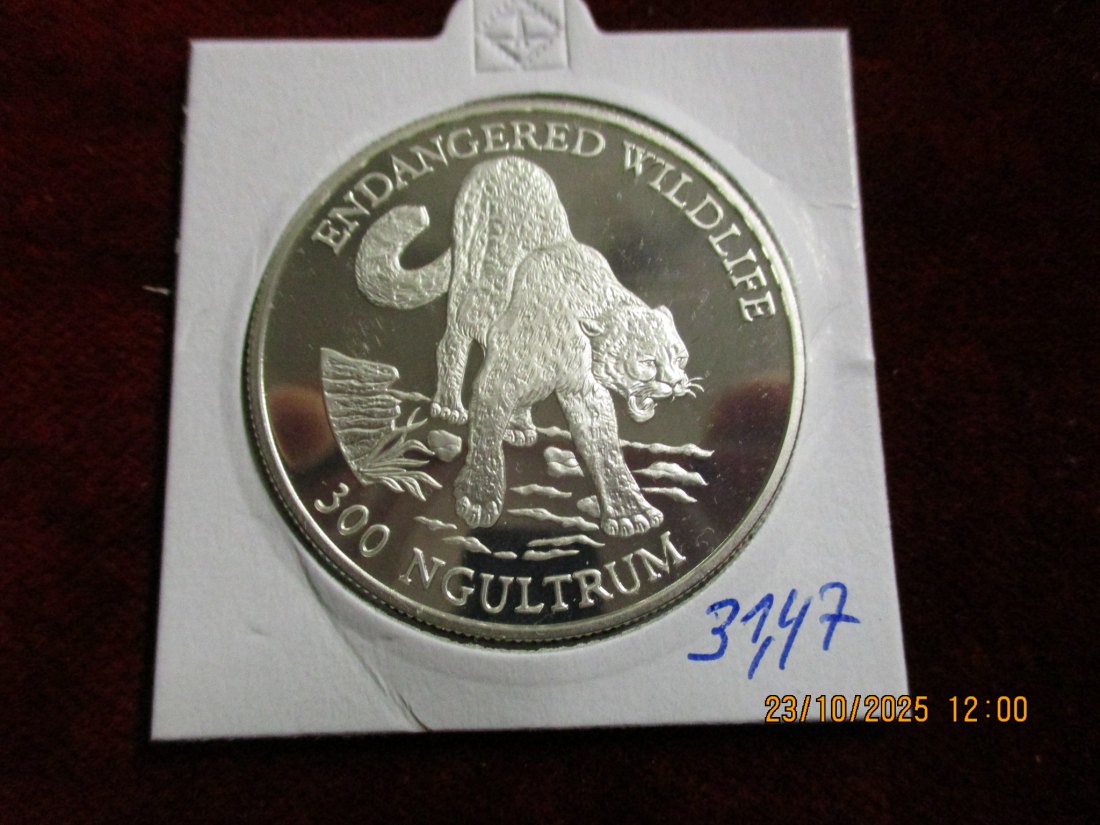  300 Ngulitrum 1991 Wildlife Bhutan 925er Silber 31,47g   