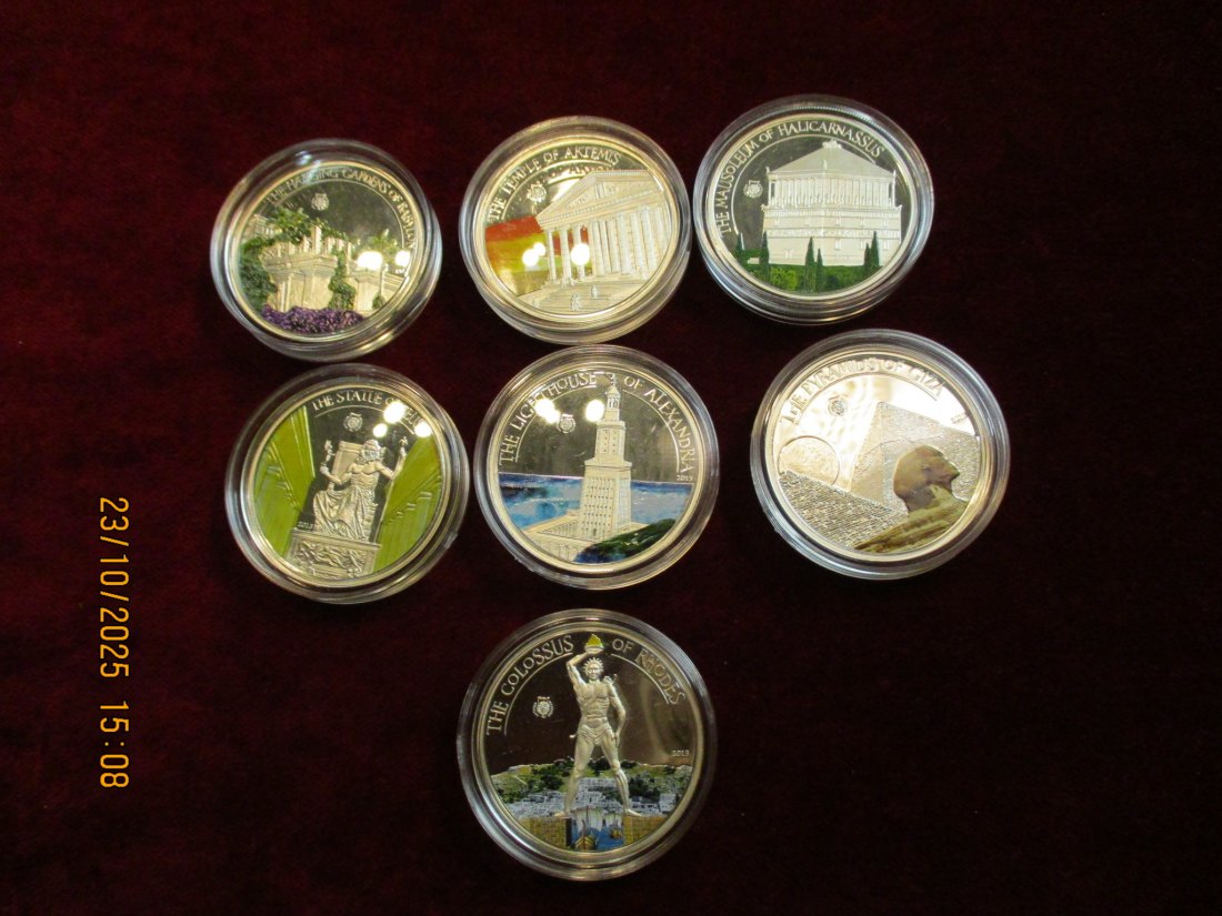  Palau 7 x 5 Dollars 2013 Weltwunder 925er Silber Gewicht: 140g / E   