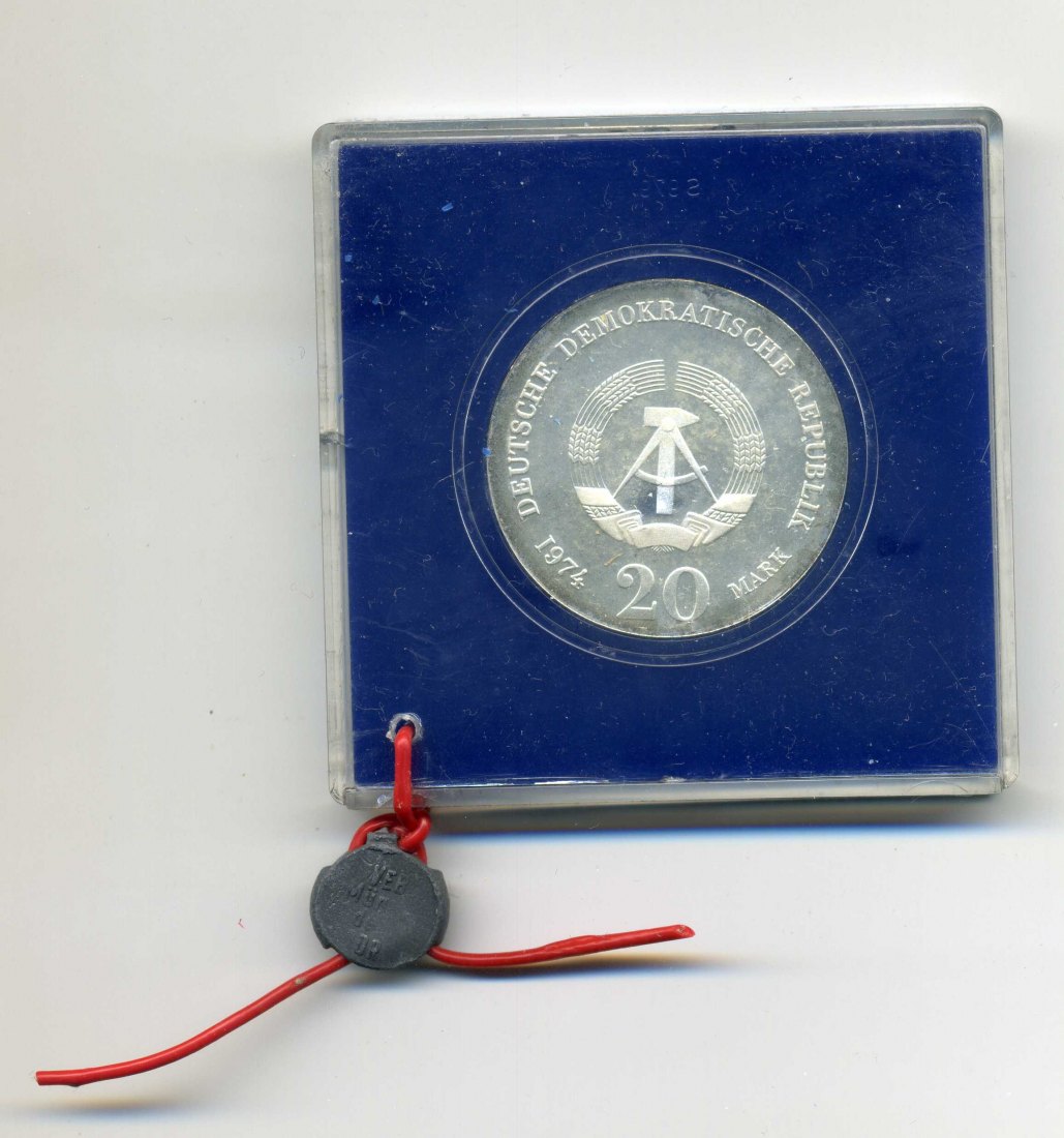 20 Mark 1974 Katz PP Original Schachtel mit Plombe