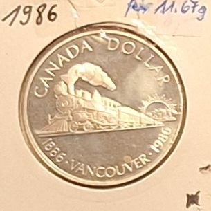  Kanada, Dollar 1986 Elizabeth II 23,33g 500er Silber fein 11,67g   