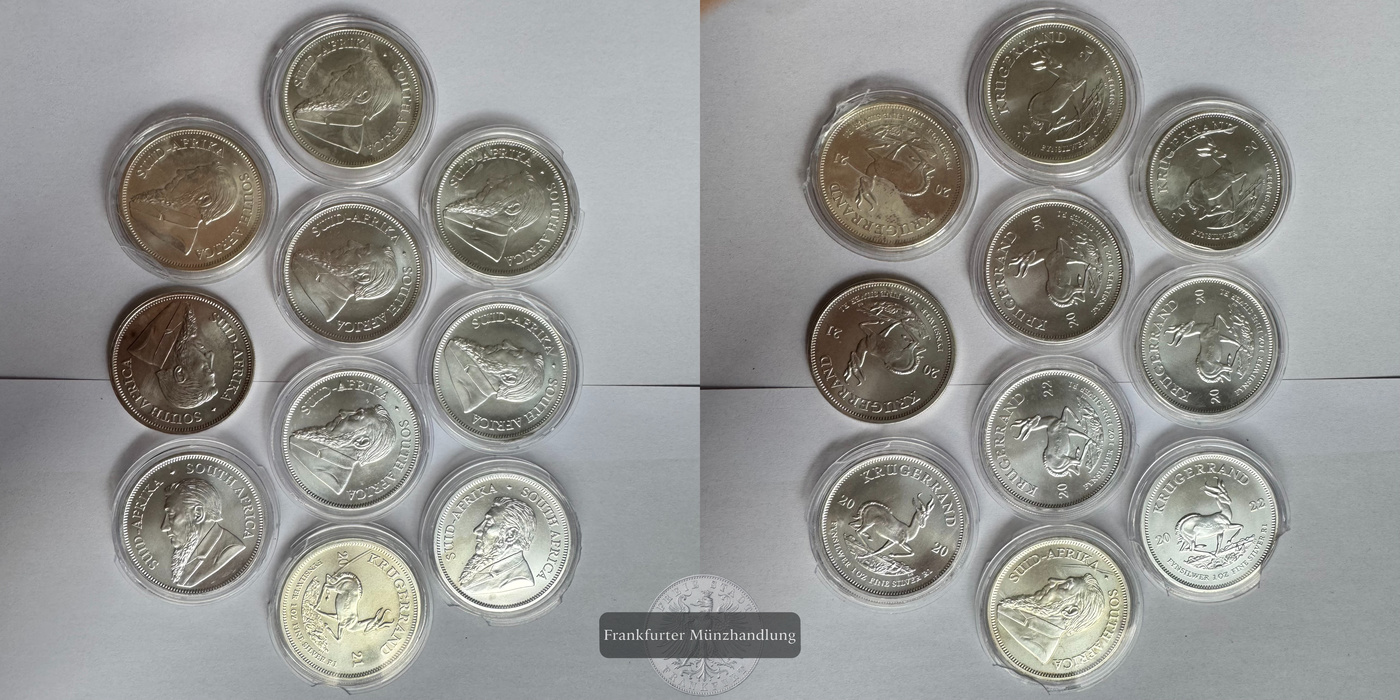  Süd Afrika 10x 1 Rand Silber-Krügerrand 2020-22 KM#691 FM-Frankfurt Feinsilber: 311g   