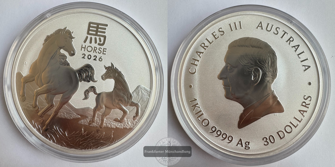  Australien 30 Dollars Charles III Year of the Horse 2026 FM-Frankfurt Feinsilber: 1000g/1kg   