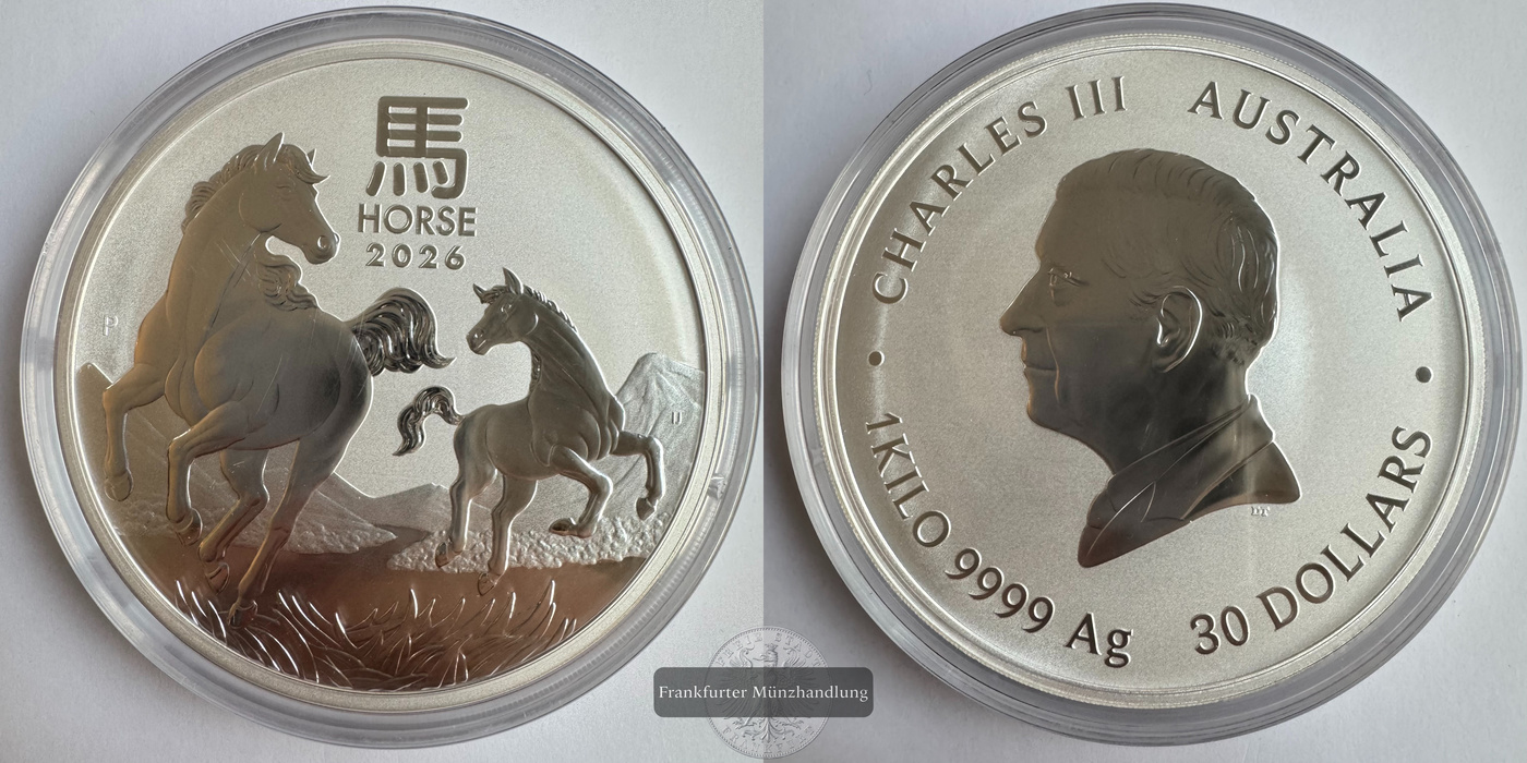  Australien 30 Dollars Charles III Year of the Horse 2026 FM-Frankfurt Feinsilber: 1000g/1kg   