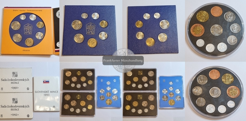  Tschechoslowakei, Slowakei, Tschechische Republik 1990 - 1994 Heller und Kronen KMS LOT FM-Frankfurt   