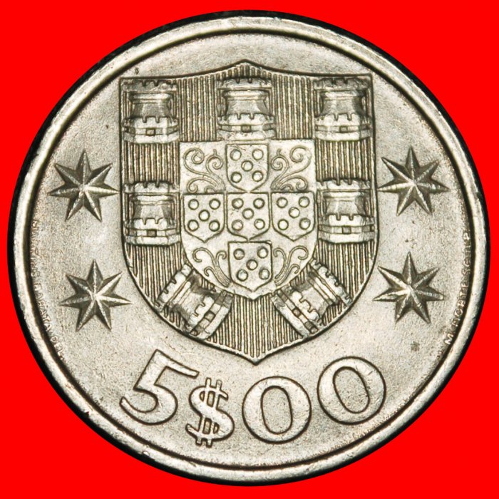 Ⰿ 25 SILVER BEZANTS (1963-1986): PORTUGAL ★ 5 ESCUDOS 1982 SHIP! LOW START ★ NO RESERVE!