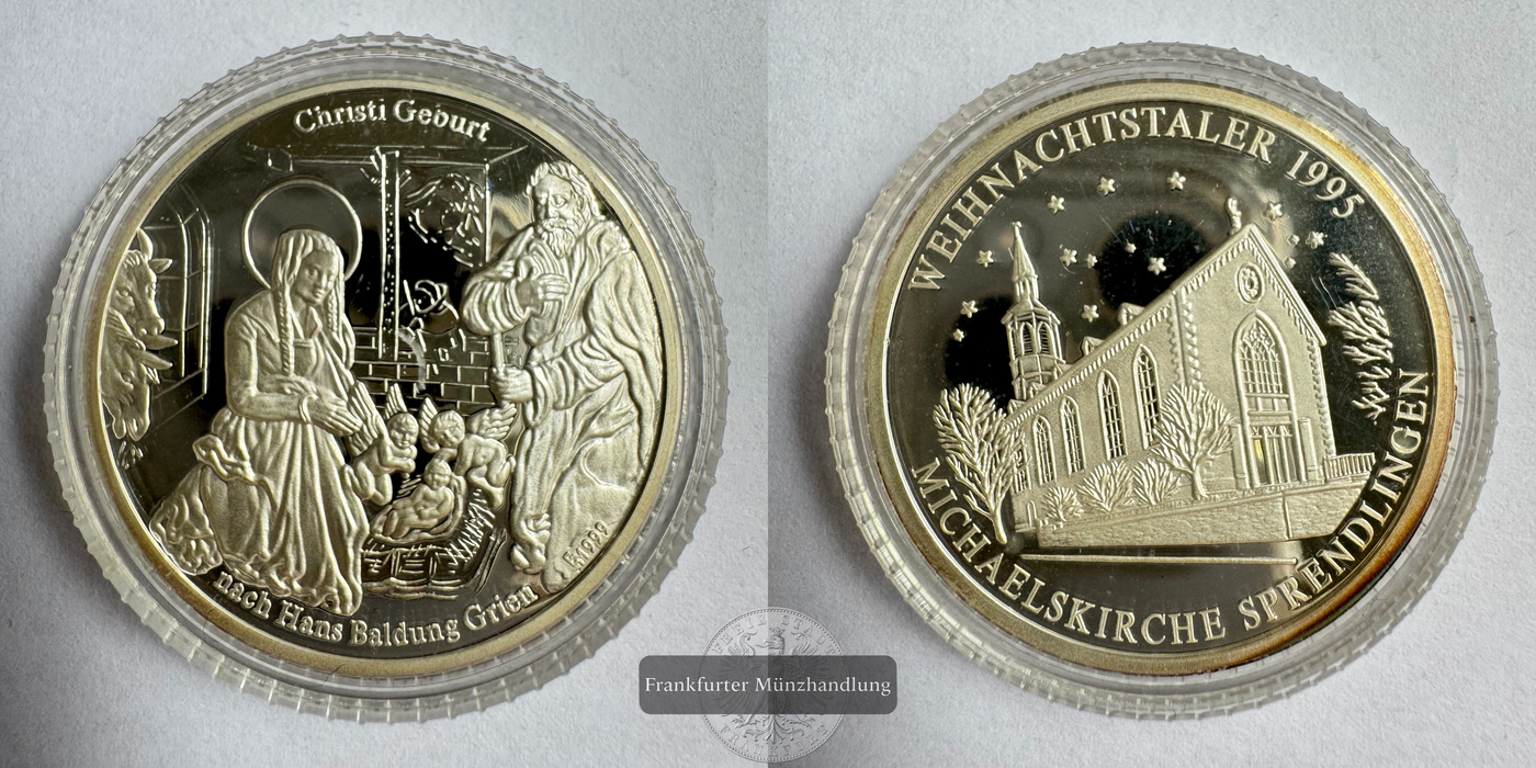 Deutsche Silbermedaillen Weihnachtstaler 1995 FM-Frankfurt Feinsilber: 14,88g   