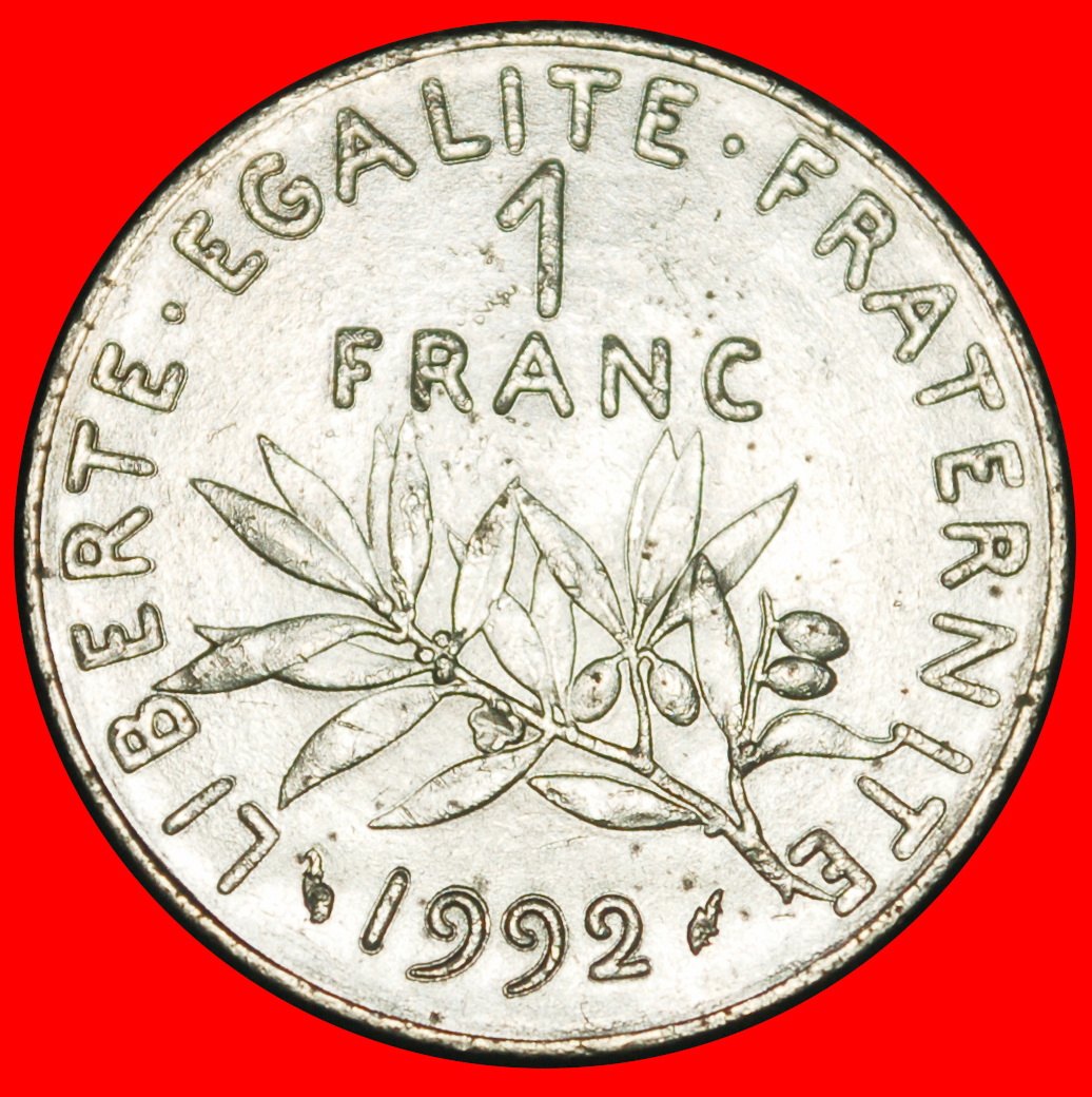 Ⰿ SUN (1960-2001): FRANCE ★ 1 FRANC 1992! SOWER ERROR! NOT STANDARD ALIGNMENT★LOW START★ NO RESERVE!