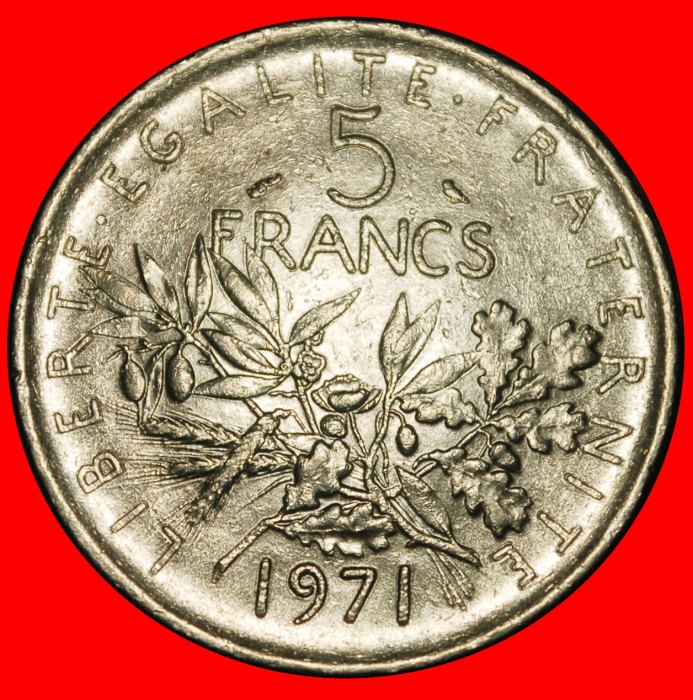 Ⰿ SUN (1960-2001): FRANCE ★ 5 FRANCS 1971! SOWER ERROR! NOT SILVER!★LOW START ★ NO RESERVE!