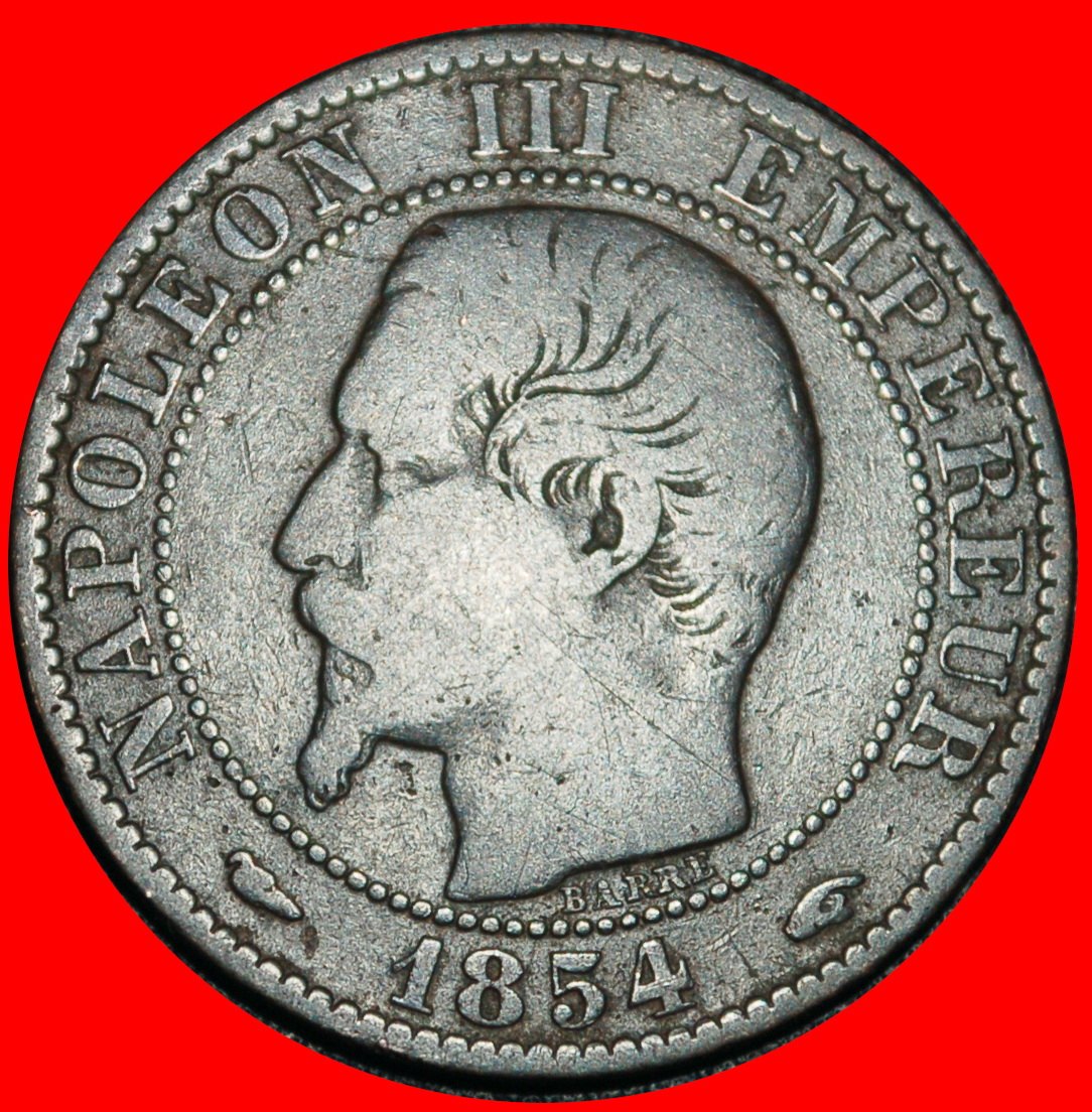 Ⰿ WITHOUT WREATH (1853-1857): FRANCE★5 CENTIMES 1854A★NAPOLEON III 1852-1873★LOW START ★ NO RESERVE!
