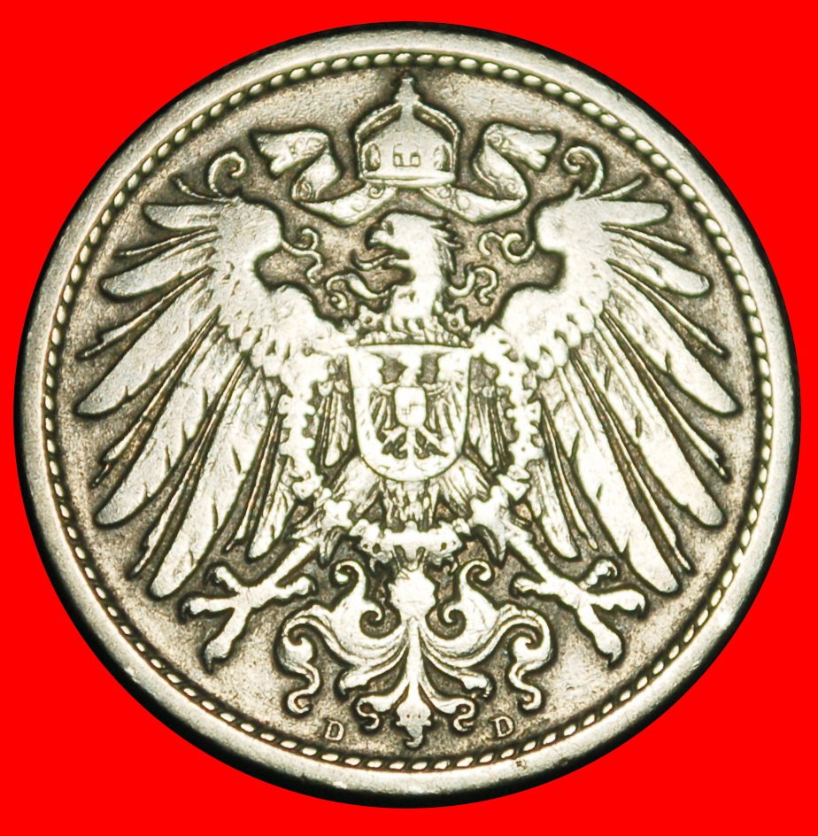  Ⰿ EAGLE (1890-1916): GERMANY★10 PFENNIGS 1898D BAVARIA! WILLIAM II 1888-1918★LOW START ★ NO RESERVE!   