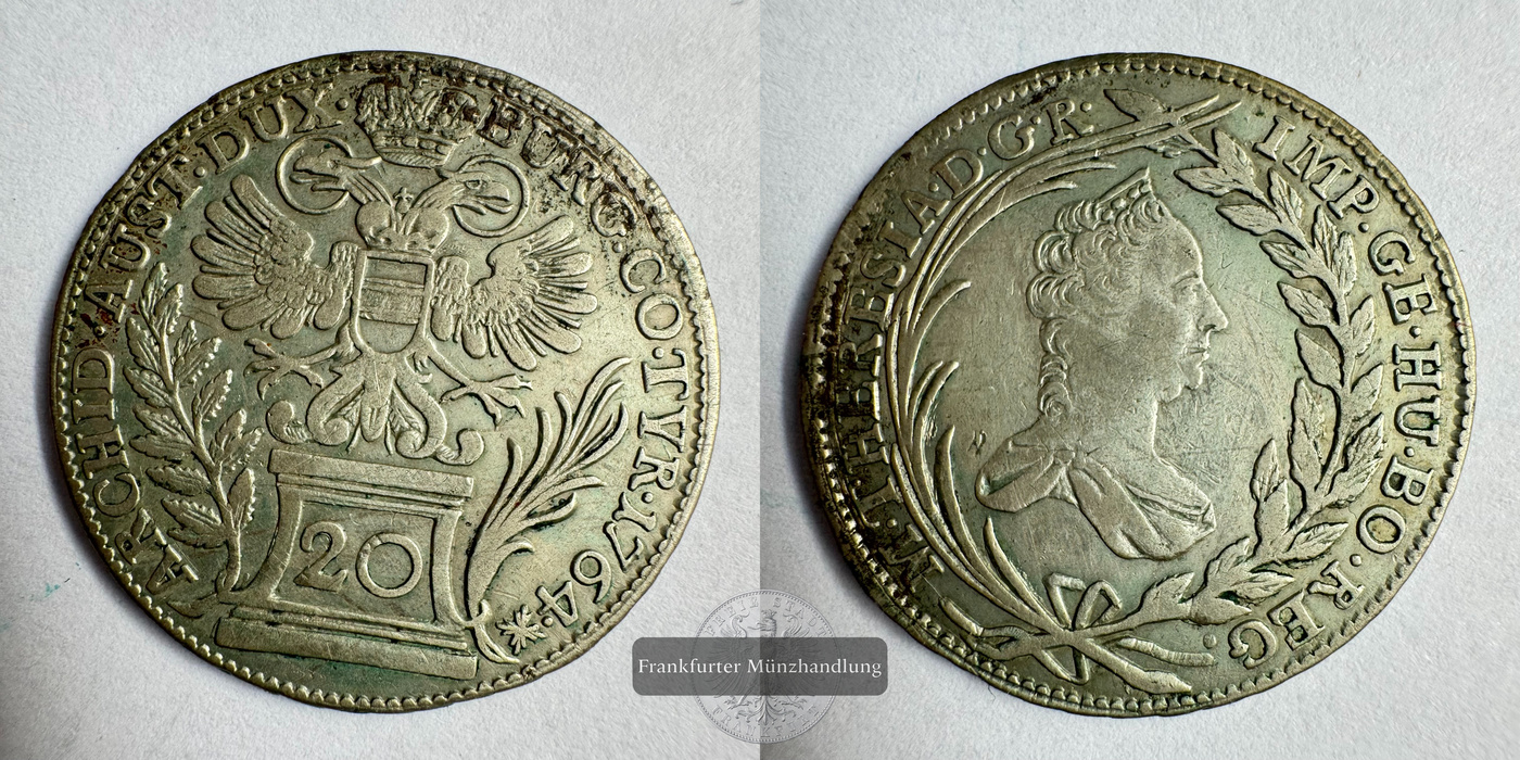  Österreich 20 Kreuzers Maria Theresia (Vienna) (1754-66) FM-Frankfurt KM#1814 Feinsilber: 3,9g   