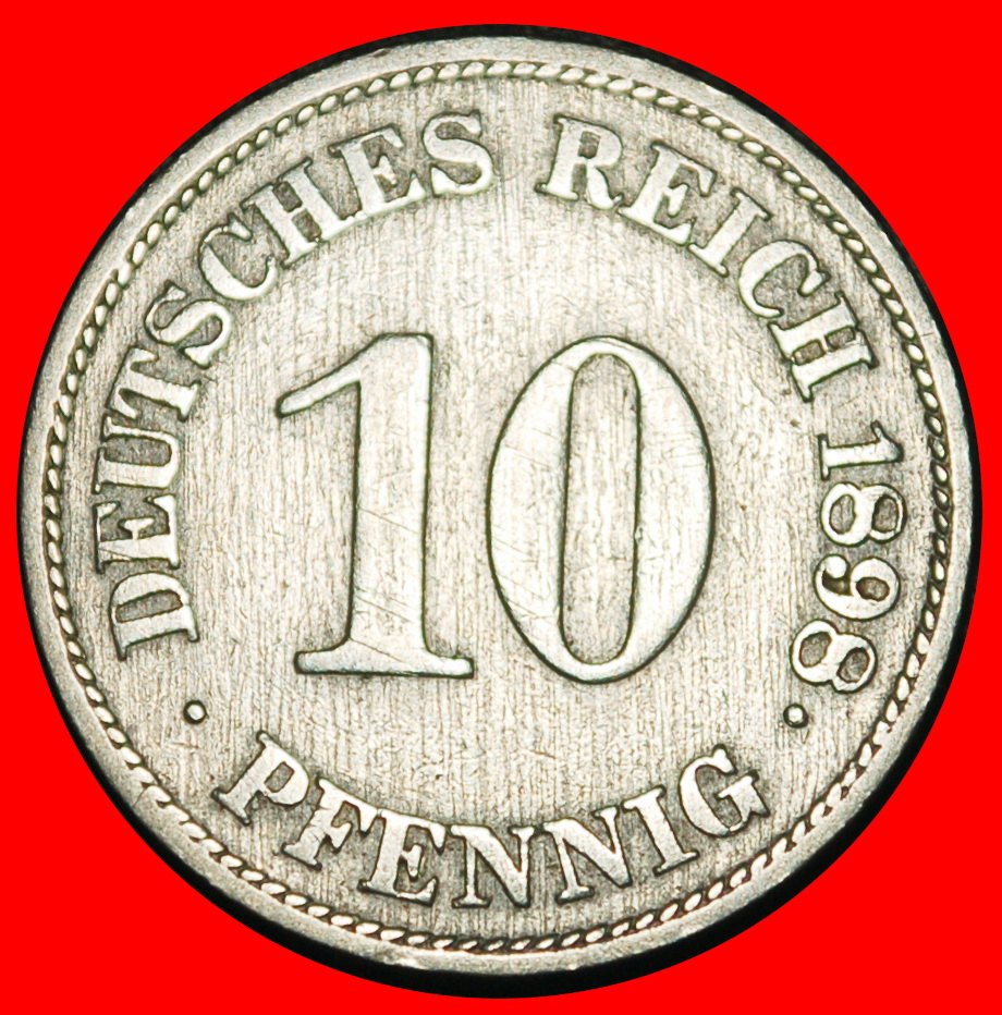 Ⰿ EAGLE (1890-1916): GERMANY★10 PFENNIGS 1898E SAXONY! WILLIAM II 1888-1918★LOW START ★ NO RESERVE!