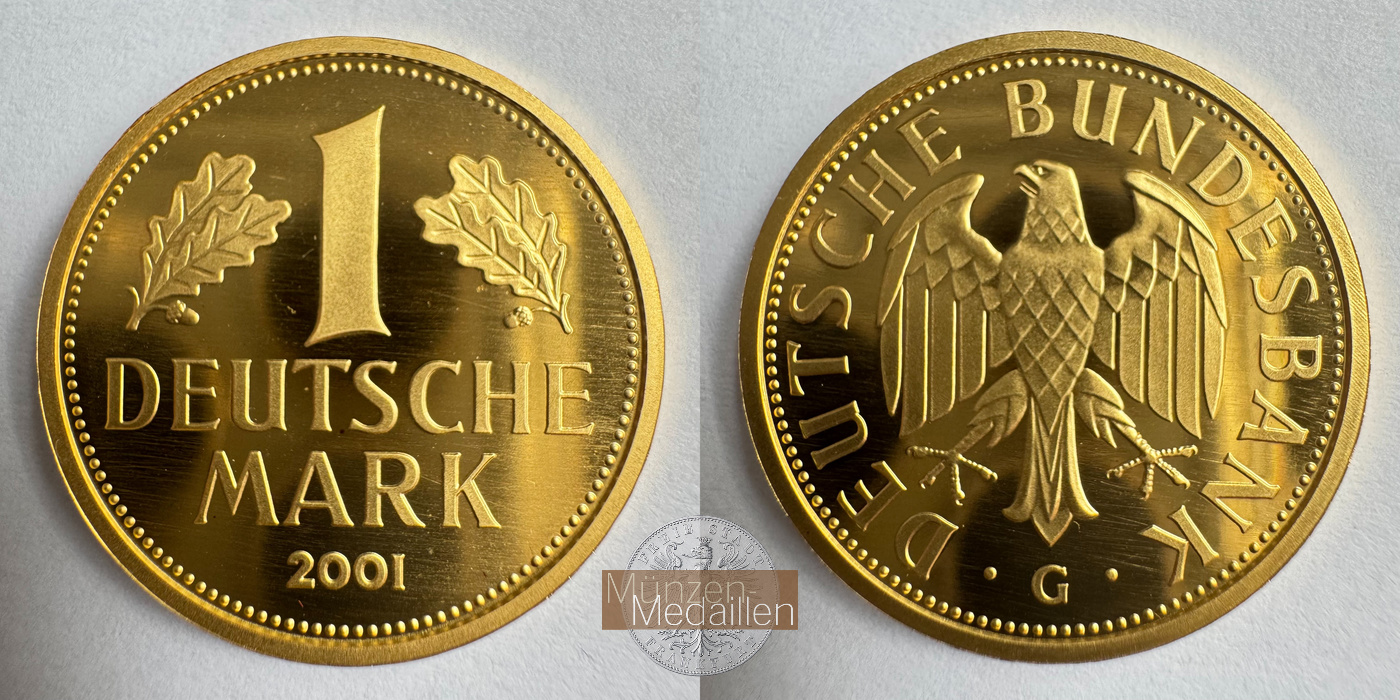 BRD  1 Mark  2001 G MM-Frankfurt Feingold: 12g Goldene Abschiedsprägung der Deutschen Bundesbank 
