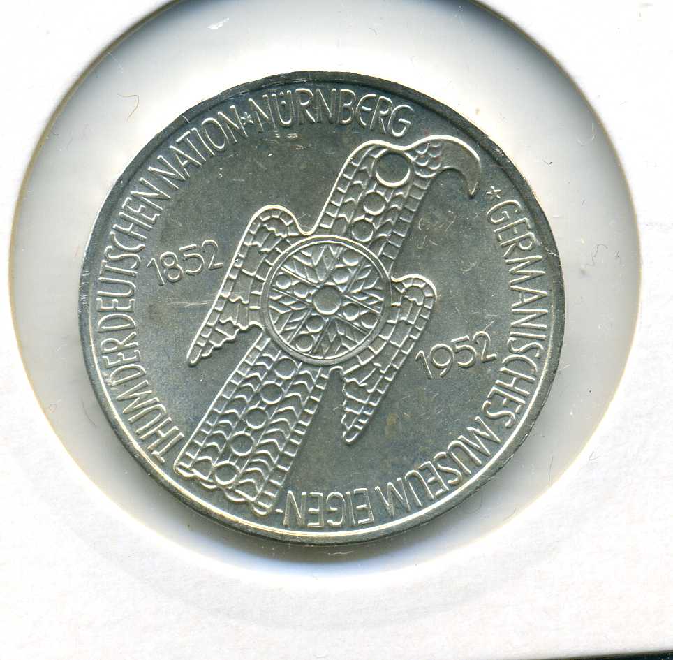 5 DM 1952 Germanisches Museum Toppstück vz/st ohne Randfehler selten in dieser Erhaltung