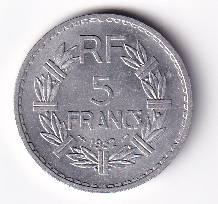  FRANKREICH FRANCE 5 Francs 1952 Alu Lavrillier TOP-ERHALTUNG !! SEHR SELTEN IN DIESER ERHALTUNG !!   