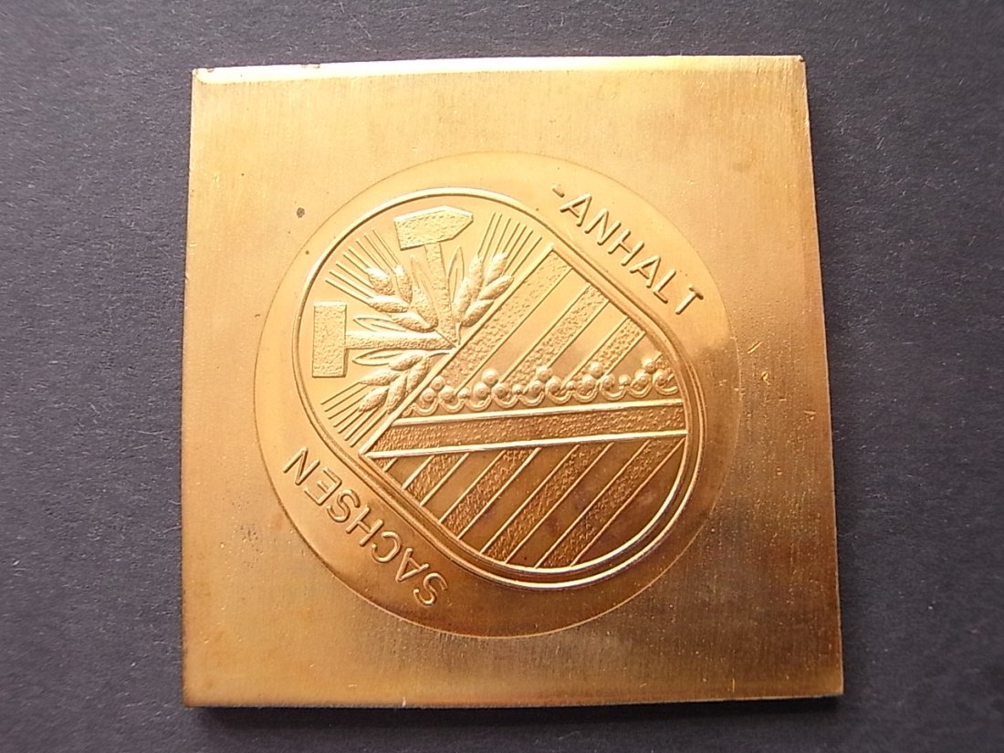  Halle Klippe Grundsteinlegung Halle Neustadt 50x50mm Proof Fachgruppe Numismatik   