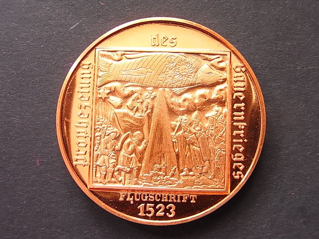  Mühlhausen Medaille Bauernkrieg Thomas Münzer Ehrung Flugschrift 40mm 1989   