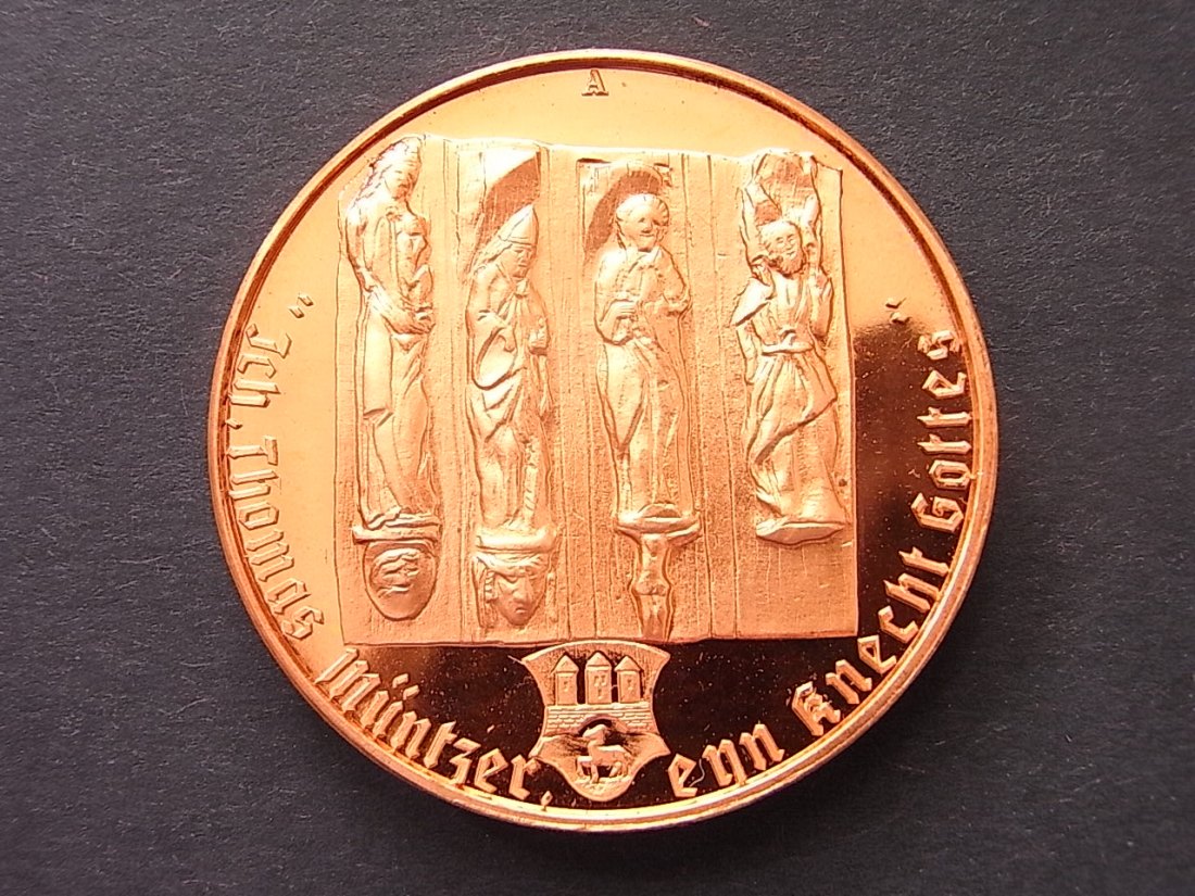  Mühlhausen Medaille Bauernkrieg Thomas Münzer Ehrung Flugschrift 40mm 1989   