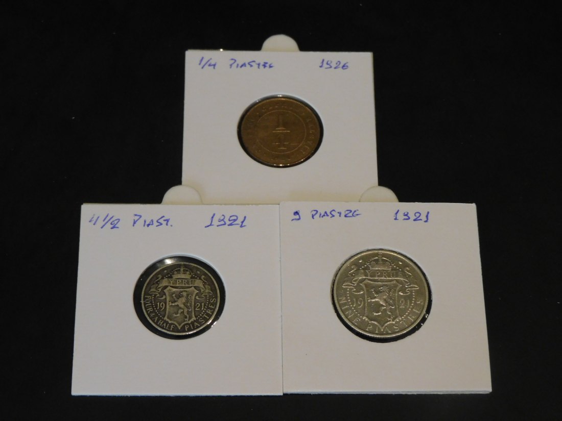  CYPRUS 1/4-4 1/2 -9 PIASTRE 1926-1921[X2].GRADE-PLEASE SEE PHOTOS.   