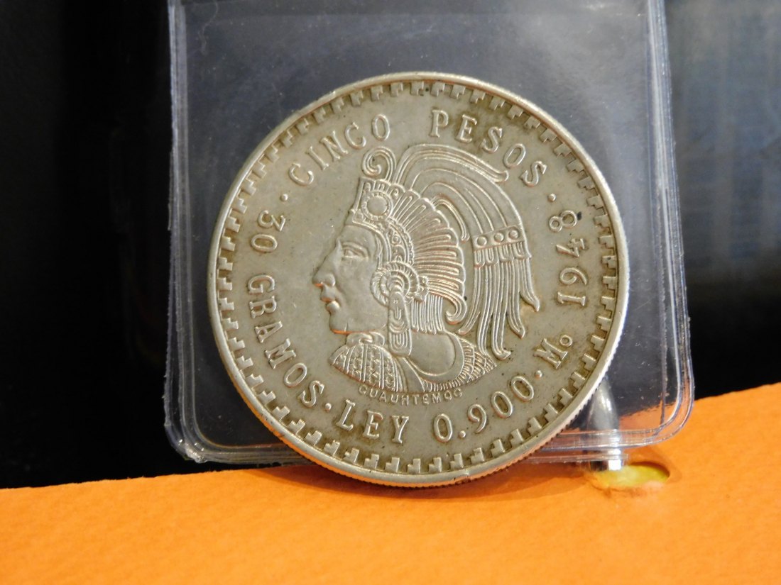 MEXICO 5 PESOS 1948.GRADE-PLEASE SEE PHOTOS.