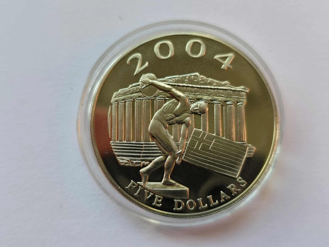 Liberia 5 Dollar 2004 - Diskus Werfer STG