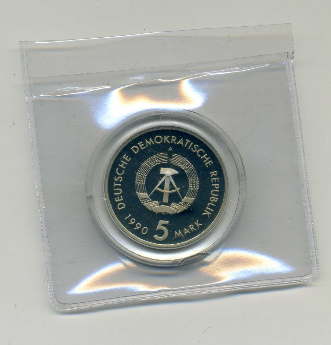 5 Mark 1990 500 Jahre Postwesen PP verschweißt in Folie