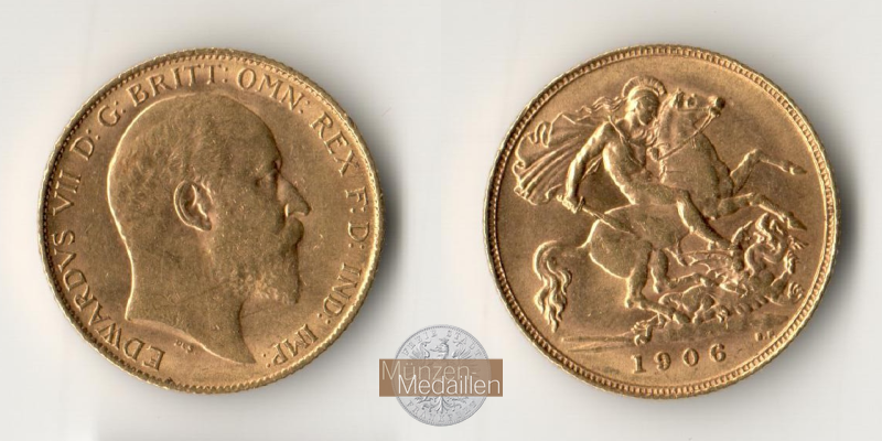 Grossbritannien (Australien) Edward VII. MM-Frankfurt Feingold: 7,32g Sovereign 1906
