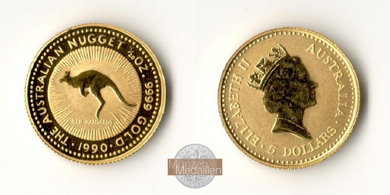 Australien MM-Frankfurt Feingewicht: 1,56g Gold 5 Dollar 1990 