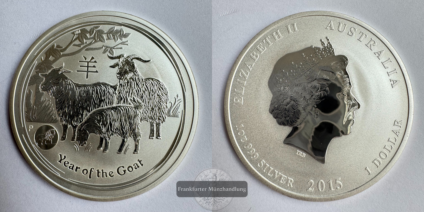  Australien 1 Dollar Year of the Goat 2015 LION PRIVY FM-Frankfurt KM#3113 Feinsilber: 31g   