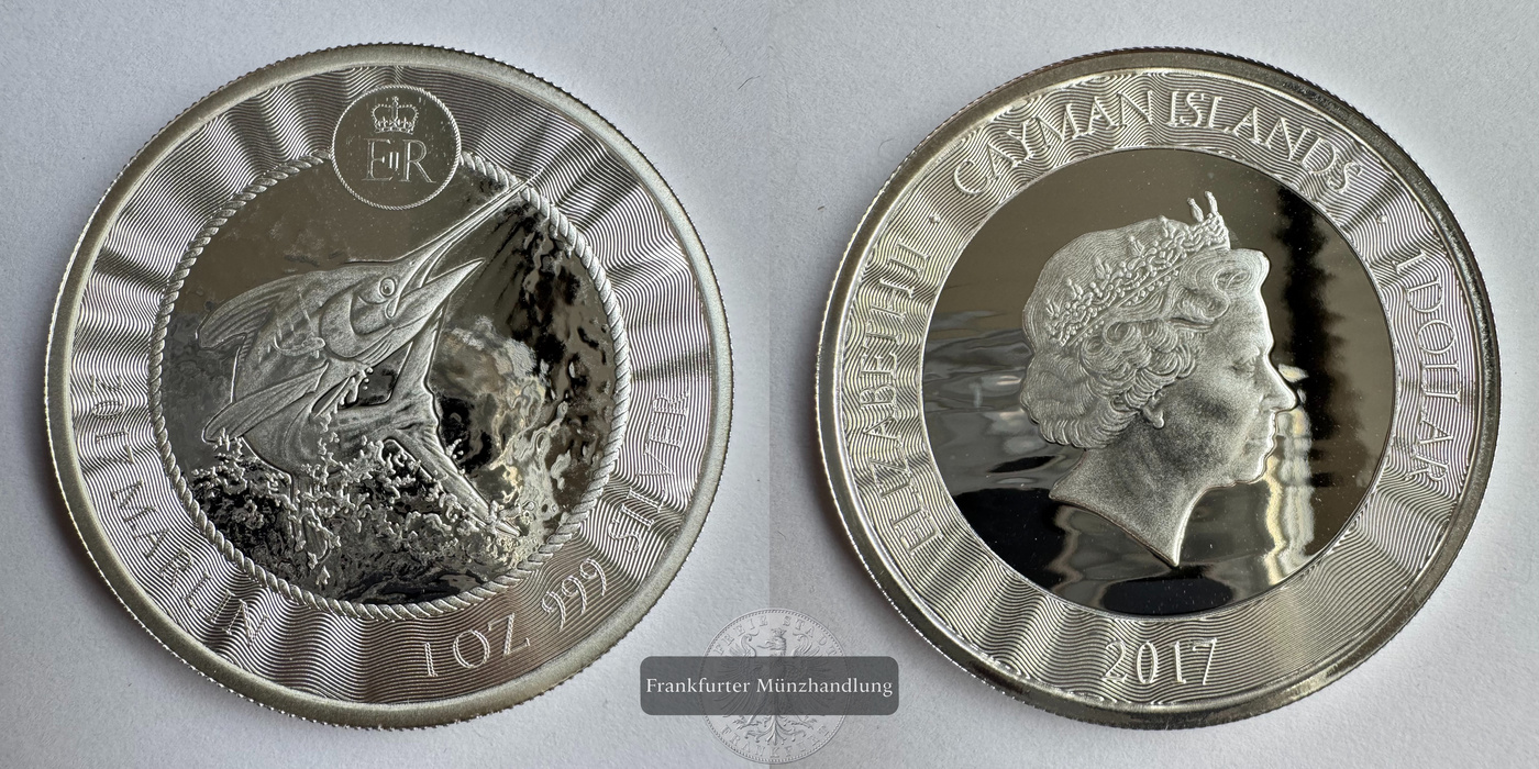  Kaimaninseln 1 Dollar Elizabeth II (Marlin) 2017 (2017-21) FM-Frankfurt KM#165.1 Feinsilber: 31,1g   