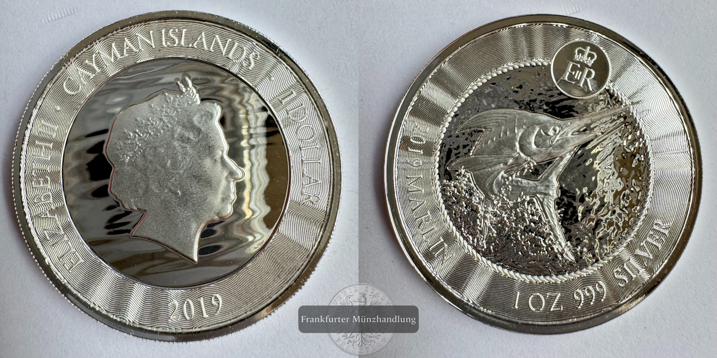  Kaimaninseln 1 Dollar Elizabeth II (Marlin) 2019 (2017-21) FM-Frankfurt KM#165.1 Feinsilber: 31,1g   