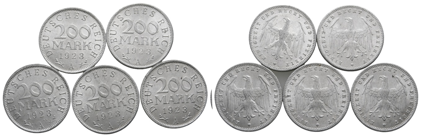  Deutsches Reich; Weimarer Republik; 5x 200 Reichsmark 1923   