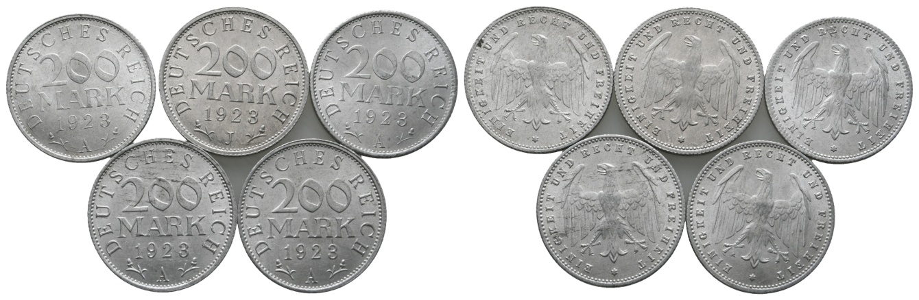 Deutsches Reich; Weimarer Republik; 5x 200 Reichsmark 1923