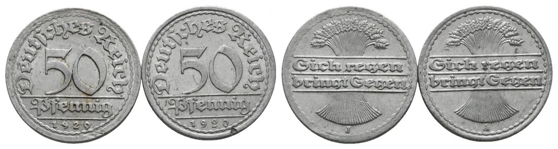 Deutsches Reich; Weimarer Republik; 2x 50 Pfennig 1920