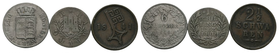 Altdeutschland; 3 Kleinmünzen