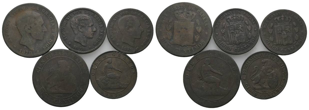 Spanien; Lot Kleinmünzen (5 Stück)