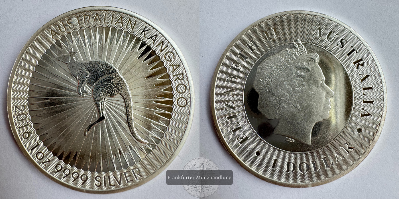  Australien 1 Dollar 2016 (2016-19) Kangaroo FM-Frankfurt KM#3234 Feinsilber: 31,06g   