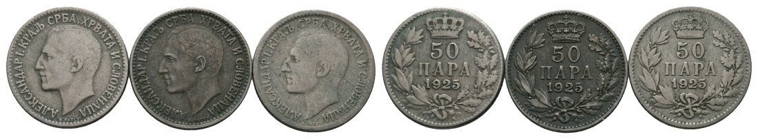 Jugoslawien; Königreich Serben; 3x  50 Para 1925