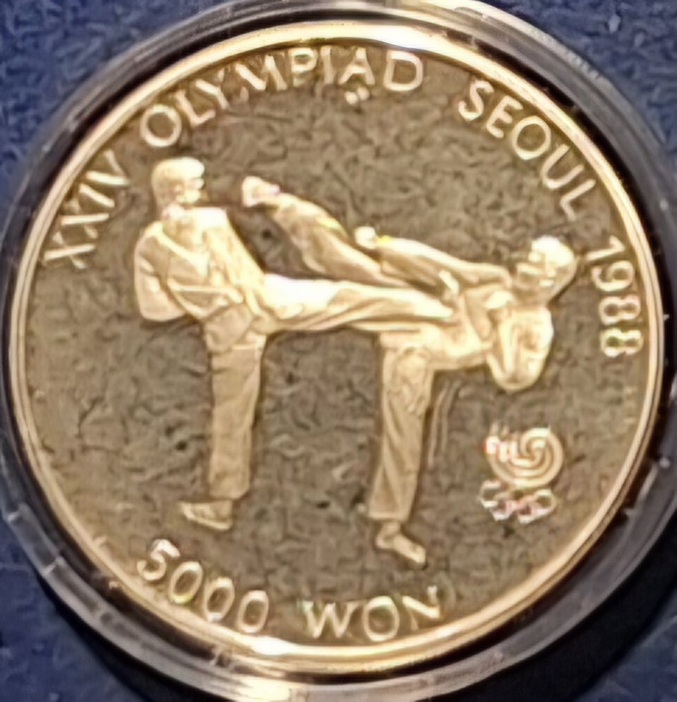  Südkorea,5000 Won, 1987-XXIV Olymp.Spiele Seoul 1988 ex. 345.000 1/2oz Feinsilber gekapselt   