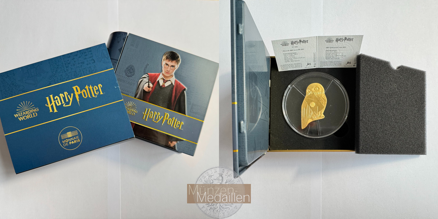  Frankreich 2021 200 Euro Harry Potter Hedwig mit Original Box MM-Frankfurt Feingold: 31,06g   