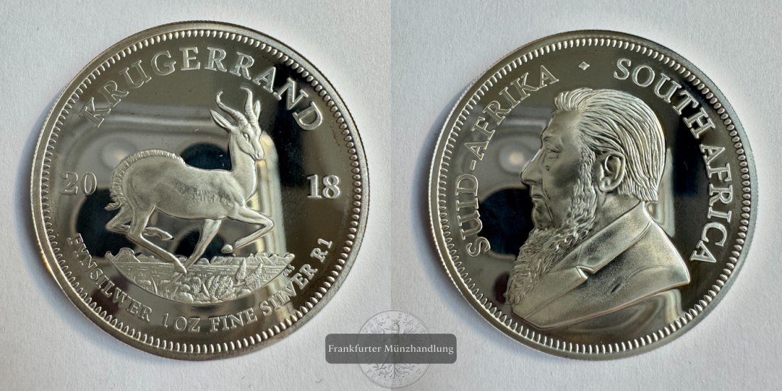  Süd Afrika 1 Rand Silber-Krügerrand 2018 (2018-25) FM-Frankfurt KM#691 Feinsilber: 31,1g   