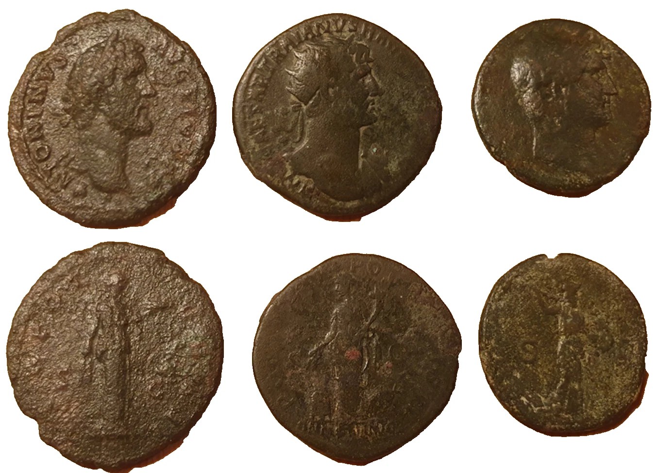 3 Münzen Antoninus Pius (1X) u. Hadrianus (2X)_Minerva_Fides_Annona_RARE